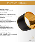 Dope Black Drum Lampshade With Spider Fitter And Harp Compatibility, 13 Inch Diameter And 8.5 Inch Height, gold interior view