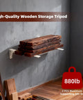 Heavy Duty 20 Inch L Shelf Brackets With 880 Lb Load Capacity supporting wooden planks on a wall