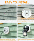 Octagon Vinyl Siding Mounting Blocks Kit For 1/2 Inch Lap Siding And 4-10 Inch Height Great For Outdoor Lights Cameras And Doorbells White 2 Pack Durable Paintable Plastic installed on vinyl siding with outdoor light