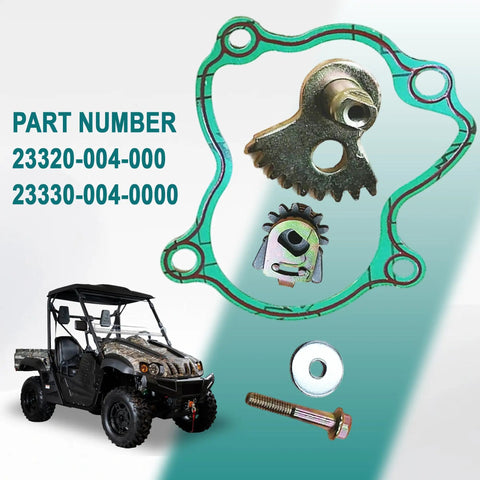 Hisun Gearshift Fan Gear Set Driven for Axis 500 700 UTVs OEM Replacement 23320 004 000 and 23330 004 0000 Fits Carb and EFI Models Bighorn MSU Series Massimo SuperMach TSC Menards, gear set with gasket and bolt