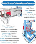The Real Deal 2 In 1 Plastic Film Sleeve Seal And Shrink Packaging Machine Auto Heat Tunnel dimensions and specifications chart.