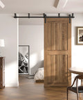 10 Ft Ceiling Mount Sliding Barn Door Hardware Kit Black With Low Ceiling L Shape Bracket System installed, fits 60 inch panel
