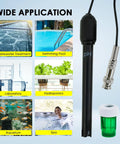 0-14 pH Electrode Probe With 300cm Cable And Replacement BNC Connector All Purpose pH Meter Sensor Kit For Aquarium Hydroponics Pool And Spa
