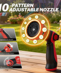 10-pattern adjustable nozzle of Retractable Garden Hose Reel One Half Inch By 50 Ft Wall Mounted Outdoor Hose Organizer