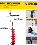 8 Inch Nylon Ice Fishing Auger Kit With 14 Inch Extension Rod And Drill Adapter, 41 Inch Overall Length in use on ice