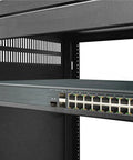 Straight Up Heavy Lifter Eight Gbps Next Gen Firewall Appliance Hardware Unit in a network rack, showcasing multiple gigabit ports.