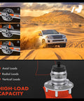 Two Pack Rear Wheel Bearing And Hub Assemblies With ABS And 5 Lug For Kia Forte 2010 To 2013 Including Forte Koup And Forte5 2012 To 2013, High Load Capacity Ball Bearings For Smooth Ride And Easy Installation, shown with high-load capacity details and SUV driving on sand dunes.
