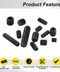 10 Pack M10x10mm Hex Socket Grub Screws 304 Stainless Steel Set Screws assortment showcasing smooth surface and corrosion resistance.