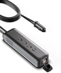 Snapped Into Your Cigarette Lighter This 150W Car Power Inverter Instantly Flips 12V Dc To 110V Ac With Three Sockets Quick Usb Charging And A Secured Port For Laptops Phones Tablets Gaming Consoles And Road Trips When You Need Steady Juice On The Road. Black compact inverter with USB and AC ports for charging devices on the go.