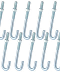 J Bolt With Nut 3/8 Inch 16 Coarse Thread 5 Inch Galvanized Steel Concrete Anchors for wood and concrete projects, 10 pack