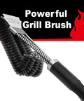 Heavy Duty Grill Brush And Scraper For Gas And Charcoal Grills With Triple Scrubbers And Safe Wire Bristles Ergonomic Handle