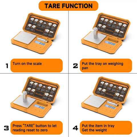 Ultra Accurate Digital Gram Scale For Jewelry And Coins, Pocket Size Scale With 200 X 0.01g Precision, Tare Function Steps