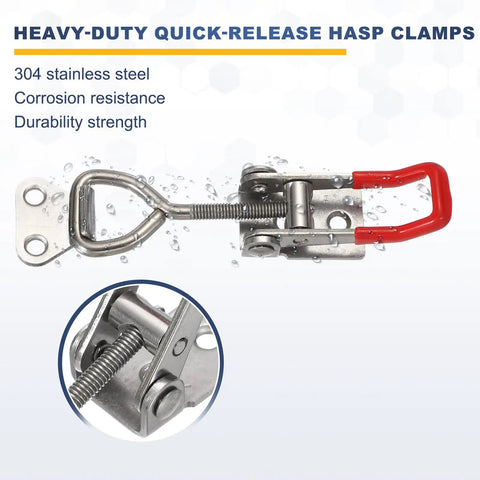 Two Pack 4001 Toggle Latch Clamps Carbon Steel Built Tough Heavy Duty Quick Release Hasps For Smoker Cabinet Lid Jig Trunk Case With Leather Case Silver Easy Install And Lockdown Secure Latch System For Your Gear, 304 stainless steel latch clamp