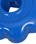 Close-up of blue Heavy Duty Gas Cylinder Valve Handles Set of 4 with Hexagonal Aluminum Alloy Industrial Hand Wheels Non Slip Grip