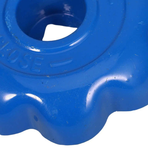 Close-up of blue Heavy Duty Gas Cylinder Valve Handles Set of 4 with Hexagonal Aluminum Alloy Industrial Hand Wheels Non Slip Grip