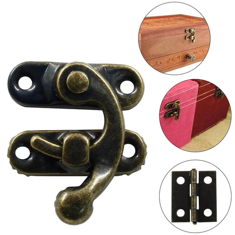 60 Pcs Mini Swing Arm Clasp Latches Kit with 30 Sets Small Box Hinges for Jewelry Boxes and Decorative DIY Wood Boxes