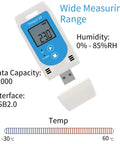 No Sweat Usb Temperature And Humidity Data Logger With Heavy Duty Memory Bank And Smooth Lcd Readout For Straight Up Clinical Or Commercial Storage Tasks, displaying temperature and humidity readings.