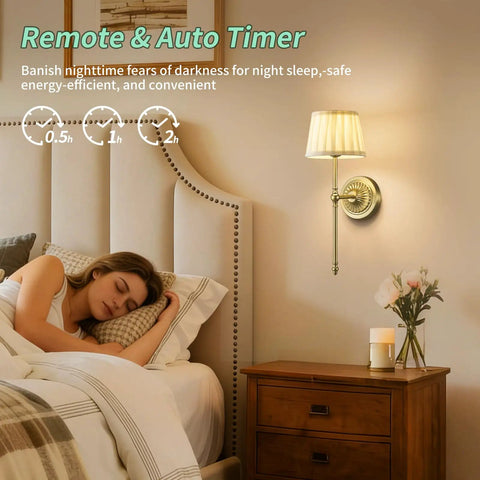 Slick Cordless Wall Sconces Set Of Two Packing All Day 10000 Mah Battery Life And Rgb Color Shift Lighting with remote timer for bedside.