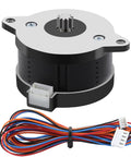 NEMA 14 pancake stepper motor, 36mm diameter, mounting flanges, 4-wire connector for 3D printer extruder.
