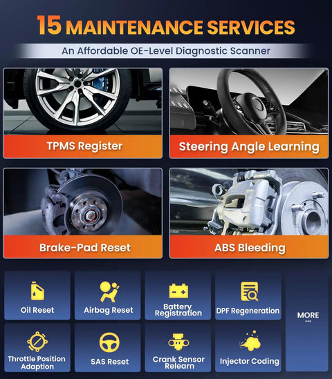 Diagram showing Om701 All Systems OBD2 Scanner All-In-One For Toyota, Lexus, Scion With 15 Plus Resets including TPMS Register