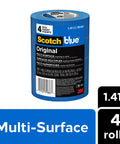 Pack of 4 rolls of 1.41 in x 60 yd blue multi-surface painters tape for crisp lines, featuring branding and details