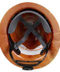 Interior view of Skullgard Worksite Ready Full Brim Hard Hat With Fas Trac III Ratchet Suspension Non Slotted Phenolic Resin