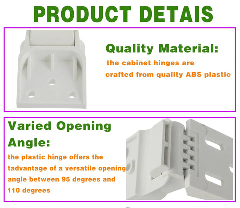 2 Pack Freezer Door Hinge Set For Haier That Fits 3 Hole Folding Hinge Counterbalance 95 To 110 Degree Universal shown in ABS plastic