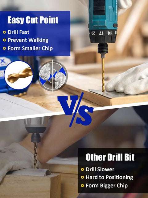 Comparison of 24 Piece Hex Shank Drill Bit Set For Impact Driver Titanium Coated HSS Bits with other drill bit