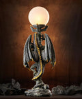 Gothic Dragon Sword Statue Table Lamp With Glowing Orb, Medieval Mythic Guardian Resin Decor for Home or Bedroom, Halloween Vibe Lighting Gift