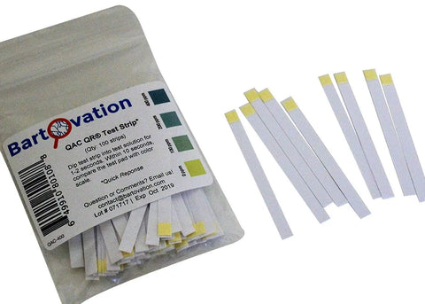 Bag and scattered QAC Sanitizer Test Strips 0 To 400 PPM, Quick 1 Second Read, Litmus Paper Based Calibration, Bag Of 100 Plastic Strips