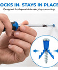 Installing screw with screwdriver into wall, illustrating Drywall Anchors and Screws Kit with Drill Bit for a Strong Hold in Walls.