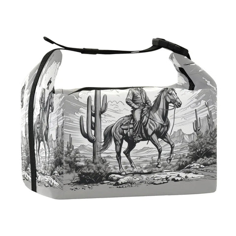 Cowboy Rides A Horse Desert Themed Insulated Lunch Bag For Work Or School, Big Capacity Leakproof Lunch Tote That Keeps Food Cold Or Warm