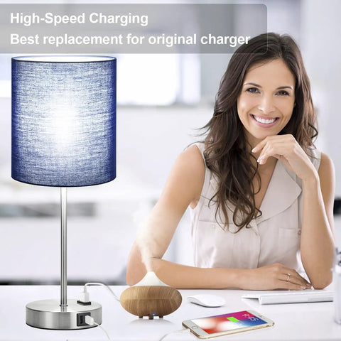 Set Of 2 Touch Control Bedside Lamps With USB Ports And AC Outlet, 3-Way Dimmable Nightstand Lights For Bedroom Living Room Nursery