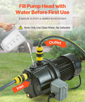 115 Volt Shallow Well Jet Pump 1 HP Heavy Duty Cast Iron Irrigation Water Pump with hoses shown for water connection