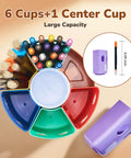 Rotating Art Supply Storage Organizer With 360 Degree Spin Base Kid Friendly Craft Caddy For Classrooms And Desks with 6 cups