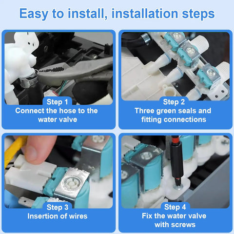 Premium Heavy Duty Washer Water Inlet Valve With Four Precision Solenoid Coils exact steps for installation guide on connecting and fixing valves.