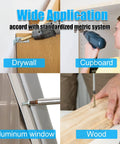 Image showing All In One Wood Screws Set 815 Piece Stainless Steel Assortment used on drywall, cupboard, aluminum window, and wood.