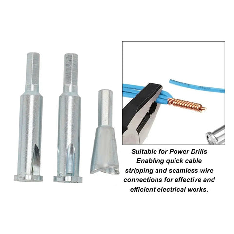 Quick Strip And Twist Drill Bit Kit For Electricians High Speed Steel Wire Stripping Tool, three drill bits for easy wiring.