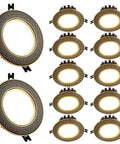 12 Pack 5.9 In Recessed LED Downlights Featuring Hand Carved Brass Trim For No Glare Performance Dimmable Circuitry Allows You To Dial In Perfect Ambiance