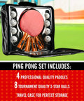 Four Paddle Ping Pong Set With Carry Case And Eight Balls Portable Table Tennis Paddles For Indoor And Outdoor Play Premium Quality