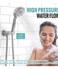 Woman using 10 Inch Multifunctional High Pressure Shower System With Handheld Head, Valve Included, Polished Chrome Finish