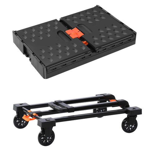 Collapsible Crate On Wheels Folding Hand Truck Set No Assembly Required Rollin Cart for Groceries and Mobile Storage