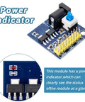 Five Pack Do It All DC-DC Power Modules For 12V To 3.3V And 5V Conversion With Triple Outputs 3.3V 5V And 12V Pass Through 800mA Max Input shown with power indicator
