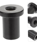 Five Piece Barn Door Track Spacers And Connectors Kit for sliding door hardware, black steel spacer close-up view