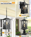 Outdoor Post Light Set 21 Inch Tall Cast Aluminum Pier Mount Lantern With Base Black Exterior Finish Clear Glass Panels