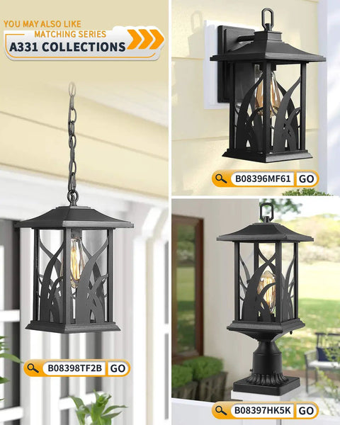 Outdoor Post Light Set 21 Inch Tall Cast Aluminum Pier Mount Lantern With Base Black Exterior Finish Clear Glass Panels