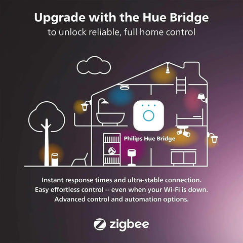 Diagram of smart home control with Philips Hue Bridge for Outdoor Smart LED Spotlight For Color Ambiance, Low Voltage Landscape Lighting.