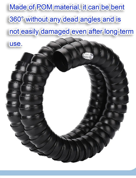 Industrial Fume Extraction Arm With 3 Inch Connector And 360 Degree Flexible Hose For Workshop Dust Removal showing flexible black hose made of POM material.