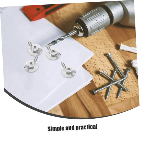 20 Pcs Stainless Steel Quick Release Shutter Fasteners with backplate bolts and drill on wooden surface