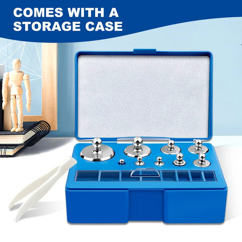 Calibration Weights For Digital Scale Pro Grade Scale Weights Set For Laboratory Home Kitchen And Industrial Use Precise Mass Standards For Accurate Readings in blue storage case